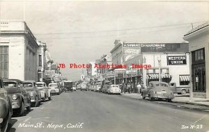 CA, Napa, California, RPPC, Main Street, Business Section, Zan Photo No N-23 