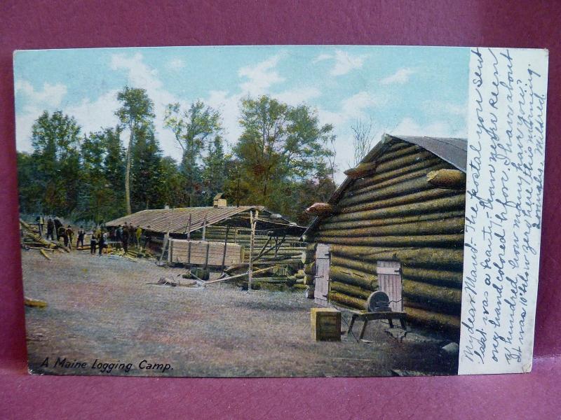 Old postcard  1906 Logging Camp ME