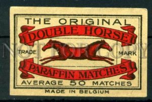 500323 BELGIUM DOUBLE HORSE parafin Vintage match label