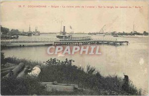 Old Postcard COCHINCHINE-Saigon- The river near the Belgian arsenal- on the c...