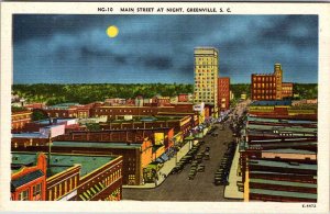 Postcard STREET SCENE Greenville South Carolina SC AM1623