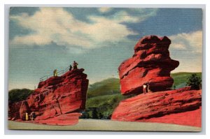 Vintage 1953 Postcard North Vista Balanced Steamboat Rocks Garden of the Gods CO