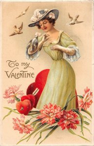J70/ Valentine's Day Love Holiday Postcard c1910 Pretty Woman 131