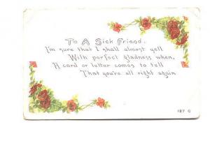 Poem, Roses, To A Sick Friend, Owen Card Co