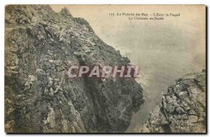 Old Postcard The Pointe du Raz Enter the Plogoft of the Devil's Chimney