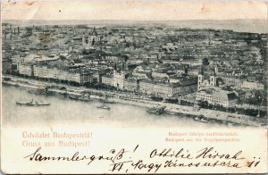 Hungary Budapest aus der Vogelperspective Vintage Postcard C211