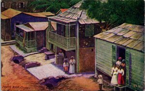 Porto Rico Cayey Town Old Houses Antique Postcard DB UNP Unused 
