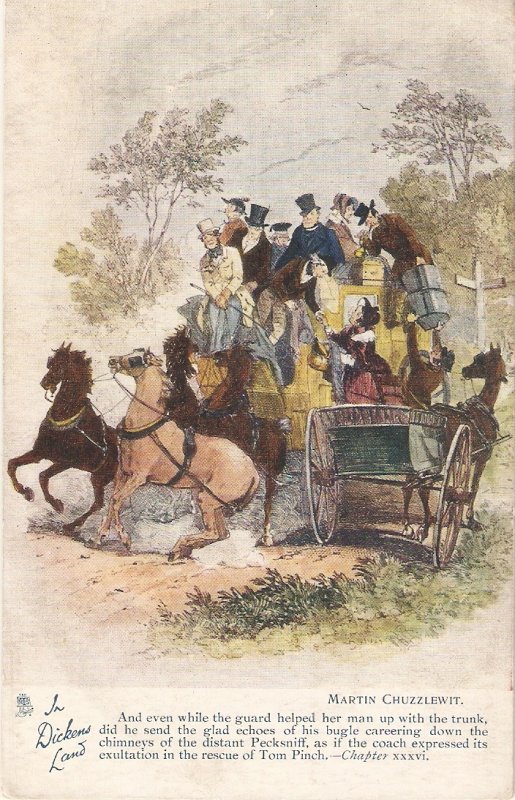 Martin Chuzzlewit. In  Dikens Land. Horses Tuck Oilette Postcard # 7058