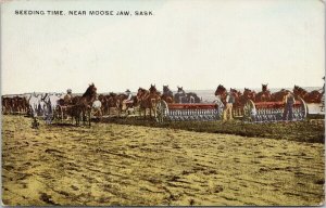 Moose Jaw SK Seeding Time Farming Agriculture Farmers c1910 RPO Postcard E92