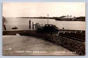 K5/ Sanford Florida RPPC Postcard c1940s Band Shell Automobile  181