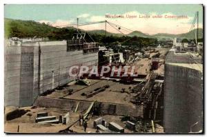 Old Postcard Upper Miraflores Locks Under Construction