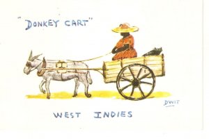 Donkey Cart. West Indies , by Dwit Nice old vintage artist signed postcard