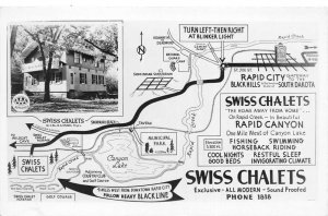 Rapid City South Dakota Swiss Chalets Map Ad Real Photo Vintage Postcard AA74611