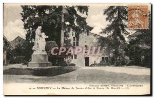 Old Postcard Domremy La Maison De Jeanne D & # 39Arc And Statue of Mercia