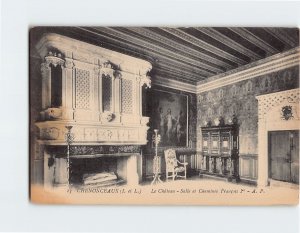 Postcard Salle et Cheminée François Ier, Le Château, Chenonceaux, France