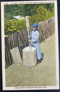 Mint USA Picture Postcard Native Americana Indian Woman Grinding Maize