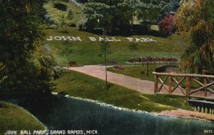 Grand Rapids Michigan, 1910 John Ball Park Green Trees Nature Vintage Postcard