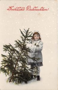 BG14774 girl with fir  weihnachten christmas  germany