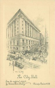 Artotype City Hall Trolleys Chicago Illinois Bailey Art C-1910 Postcard 20-13476