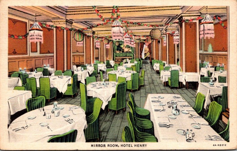 Pennsylvania Pittsburgh Hotel Henry Mirror Dining Room 1936