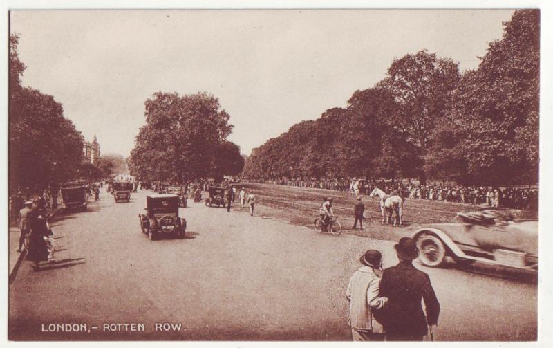 P880 old view card london,- rotten row old cars people etc great britain