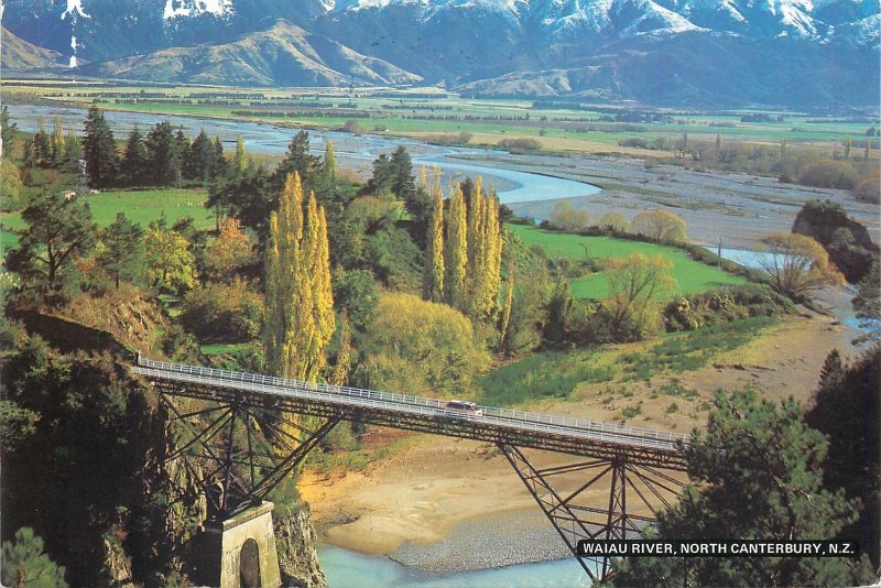 New Zealand Postcard North Canterbury Waiau river bridge image scenic view