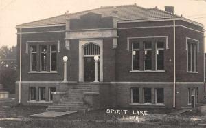 Spirit Lake Iowa Carnegie Library Real Photo Antique Postcard J47629