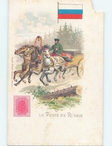 Pre-1907 MAIL DELIVERY BY HORSE AND WAGON Country Of Russia hn6433