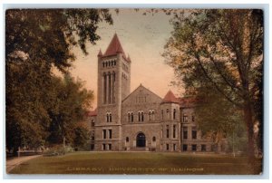 1914 Library University Exterior Building Illinois IL Vintage Antique Postcard 