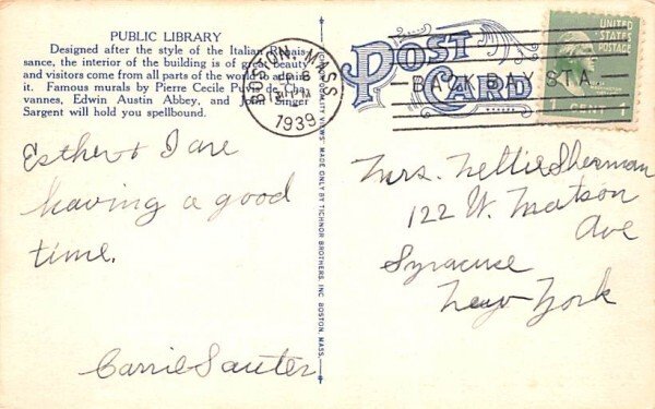 Public Library Boston, Massachusetts  
