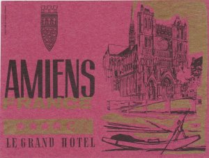 France Amiens Le Grand Hotel Vintage Luggage Label lbl1231