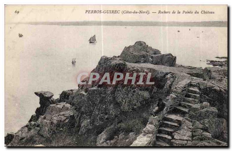 Old Postcard Perros Guirec (Cotes du Nord) Rochers du Chateau Pointe