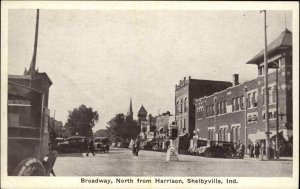SHELBYVILLE IN Broadway North fro m Harrison Old Postcard