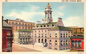 Vintage Postcard 1943 City Hall Government Building Landmark Portland Maine ME