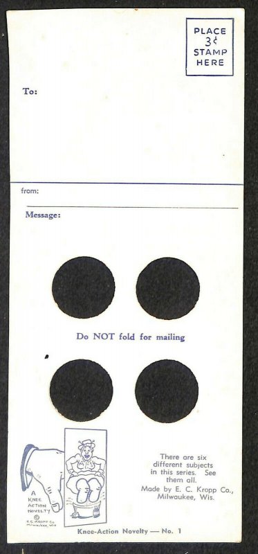 Milwaukee WI E. C. Kropp Knee-Action Novelty Wigglin' Away Havin Fun Postcard