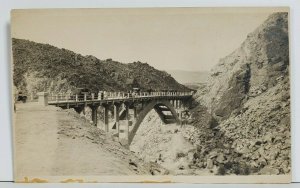 RPPC Early 1900s View Concrete Arch Bridge Onlookers Cars Photo Postcard N17