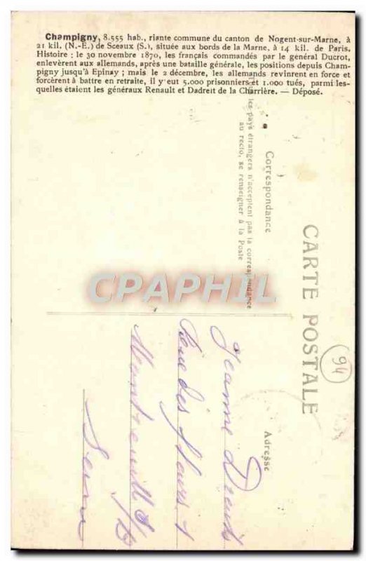 Old Postcard Battle Champigny from 30 November to 8 December 1870 Communicati...