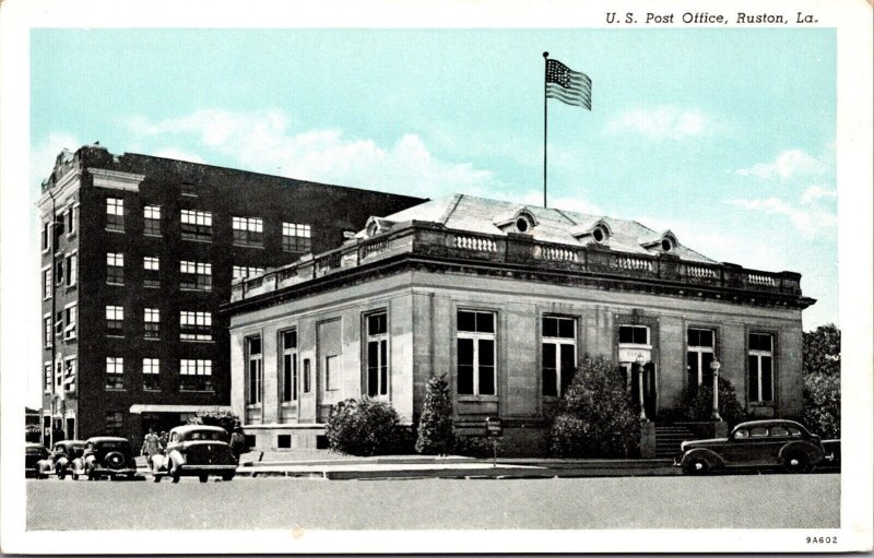 Postcard United States Post Office Building in Ruston, Louisiana