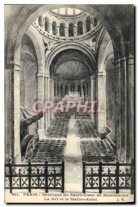 Postcard Old Paris Basilique du Sacre Coeur in Montmartre The Nave and Altar