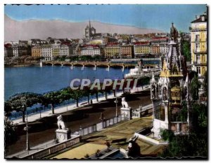 Postcard Modern Brunswick Monument and City View Geneva Switzerland