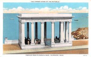 The Corner Stone of the Republic in Plymouth, MA Portico over Plymouth Rock.