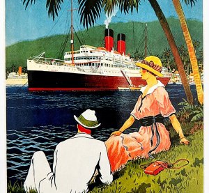 Antilles Transatlantic Postcard Unused Unposted Vintage Poster Reprint E59
