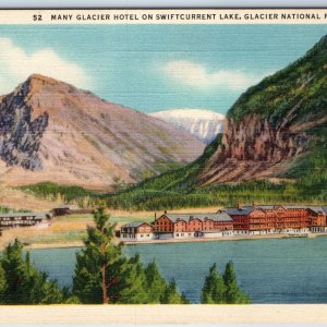 1934 Glacier National Park, MT Hotel Swiftcurrent Lake Mont. Linen PC Teich A218