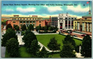 Aerial View Rodney Square Wilmington DE Delaware UNP Unused Linen Postcard I4