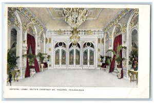 1905 Crystal Lobby Keith Chestnut St. Theatre Philadelphia Pennsylvania Postcard