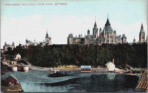 Canada Ottawa Parliament Buildings From River Vintage Postcard C089