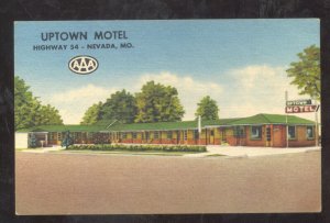 NEVADA MISSOURI UPTOWN MOTEL VINTAGE LINEN ADVERTISING POSTCARD MO.