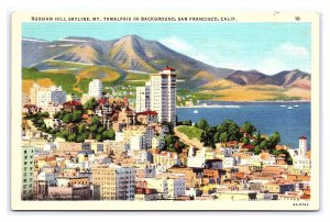 Russian Hill Skyline Mt. Tamalpais San Francisco Calif. California Postcard