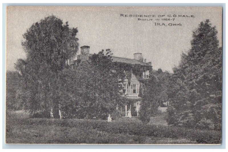 Ira Ohio Postcard Residence C O Hale Exterior View Building Trees c1910 Vintage