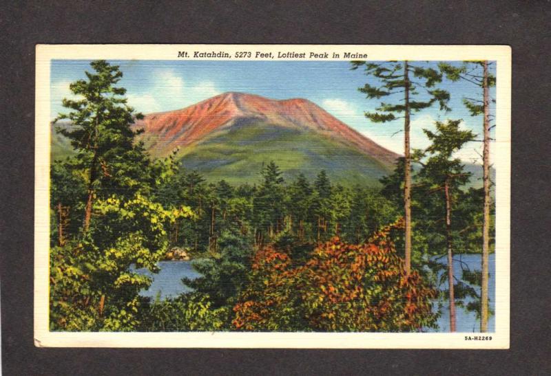 ME Mt Katahdin Baxter State Park Linen Postcard Maine PC